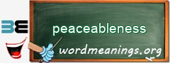 WordMeaning blackboard for peaceableness